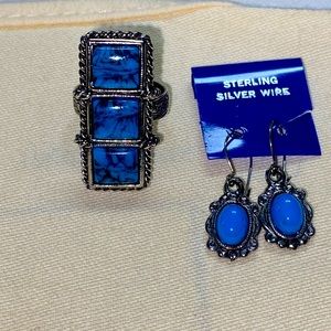 Turquoise ring and earrings